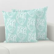 Hearts Anatomical White on Seafoam