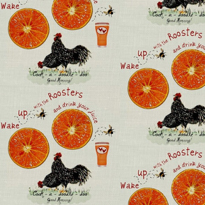 2_Roosters_juice on linen