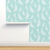 Feather Illustration White on Seafoam