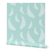 Feather Illustration White on Seafoam