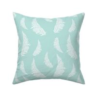 Feather Illustration White on Seafoam