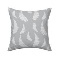 Feather Illustration White on Gray