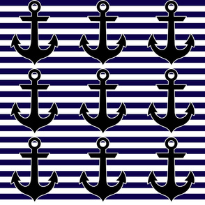 Danita's Blue & White Stripes With Anchors