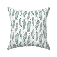 Feathers and triangles in Mint Green