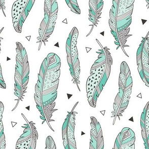 Feathers and triangles in Mint Green