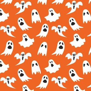(small-scale) Ghosts on Orange // Halloween Collection