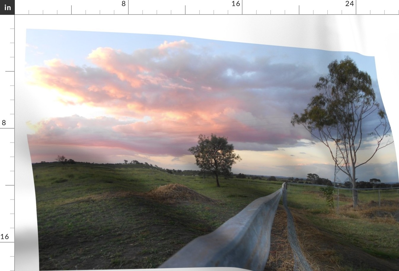 Along the Fenceline to Sunset - Large Scale Australian Landscape (Ref. 0437b)