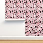 Sweet little mermaid girls theme with deep sea ocean coral illustration details in pink black and white