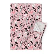 Sweet little mermaid girls theme with deep sea ocean coral illustration details in pink black and white