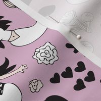 Sweet little mermaid girls theme with deep sea ocean coral illustration details in violet black and white