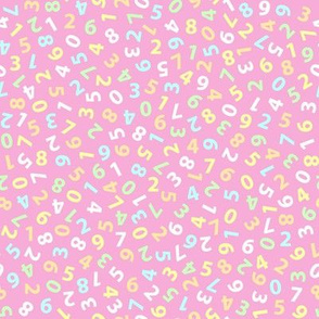 ditsy pastel numbers on pink
