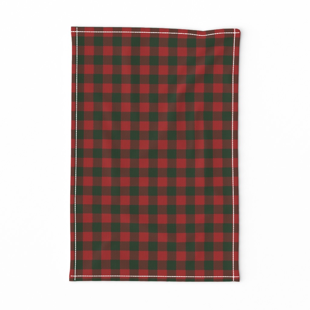 90's Buffalo Check Plaid in Christmas Red/Dark Green