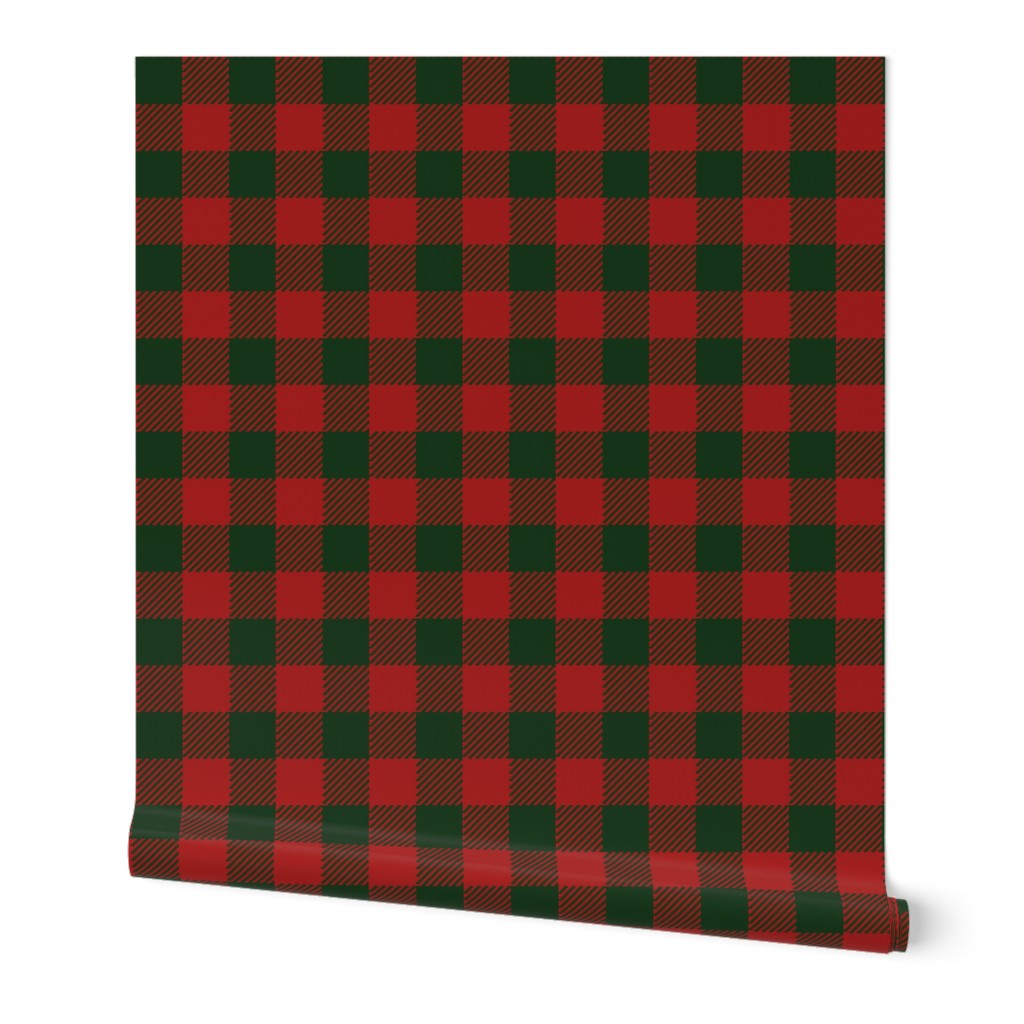 90's Buffalo Check Plaid in Christmas Red/Dark Green