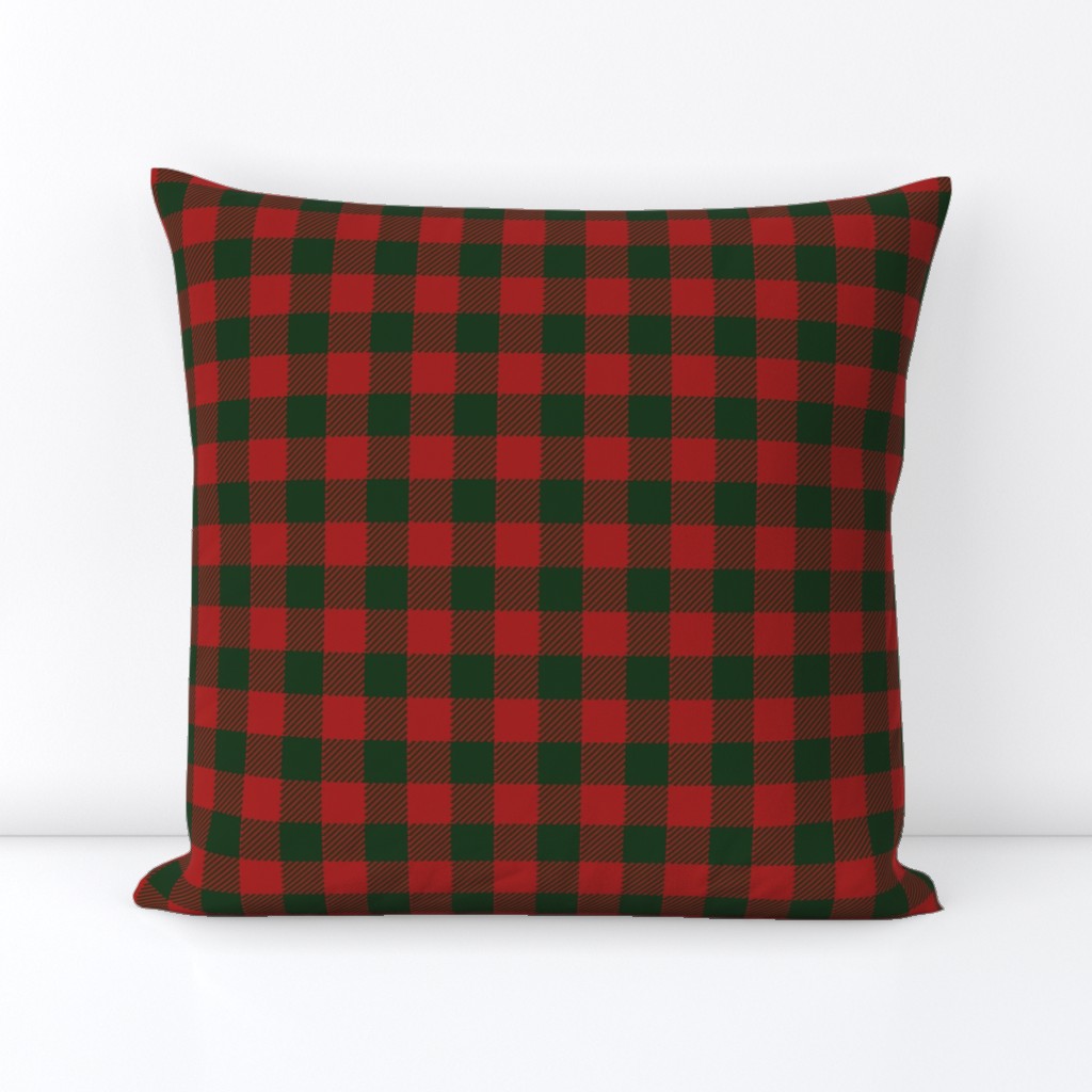 90's Buffalo Check Plaid in Christmas Red/Dark Green