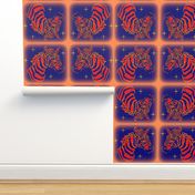 African Orange Zebra on Blue