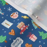 Winter holidays symbols, cute Christmas cartoon pattern