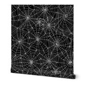 Spiderwebs - White on black - large scale by Cecca Designs