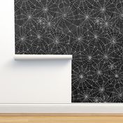 Spiderwebs - White on black - large scale by Cecca Designs