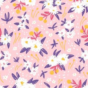 Doodle floral abstract pink pattern