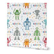 Cute cartoon robots colorful pattern