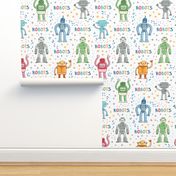 Cute cartoon robots colorful pattern