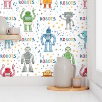 Cute cartoon robots colorful pattern