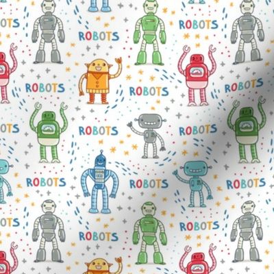 Cute cartoon robots colorful pattern