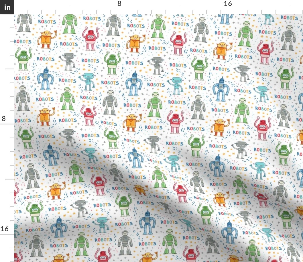 Cute cartoon robots colorful pattern