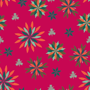 Geometric Christmas - Fucsia, Aqua, Orange, & Olive