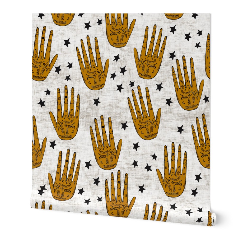 zodiac_palms gold black and white with stars