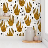 zodiac_palms gold black and white with stars