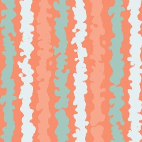 Splattery Stripes in Aqua, White & Peach Colors