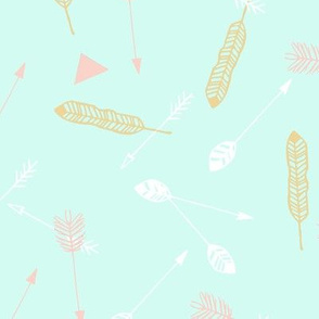 Scatter feather arrow mint pink white