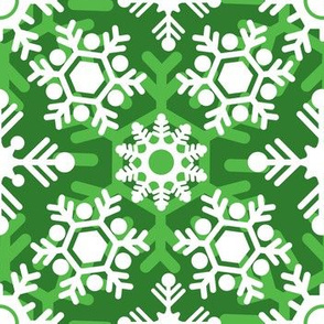 Christmas Holiday Snowflakes Green and White