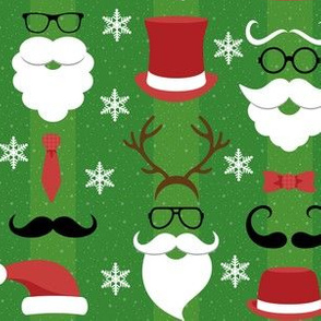 Christmas Hipster Santa Blue and Green