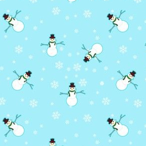 Snowman Wrapping Paper - Sky Blue 