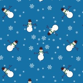 Snowman Wrapping Paper - Dark Blue 