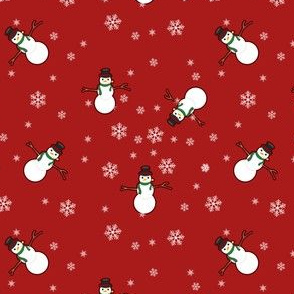 Snowman Wrapping Paper - Red