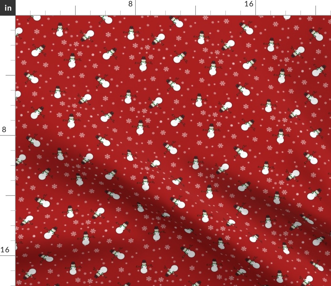 Snowman Wrapping Paper - Red
