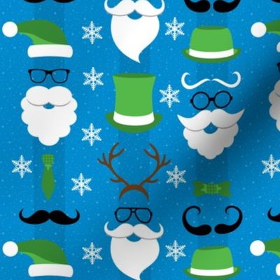 Christmas Hipster Santa Blue and Green