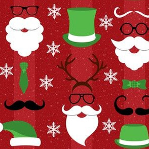  Christmas Hipster Santa Red and Green