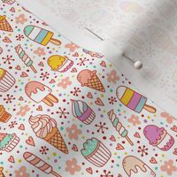 Small scale cute cartoon ice cream doodle pattern