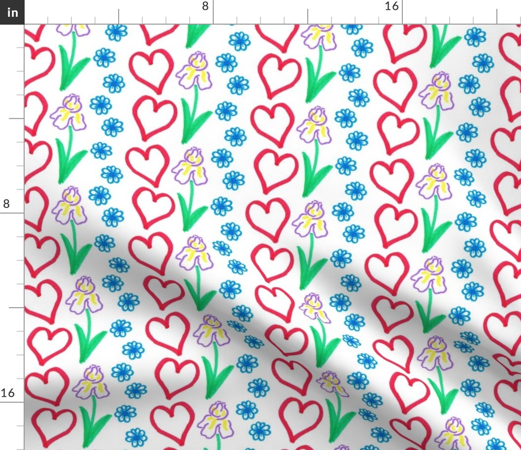 flower and heart stripes