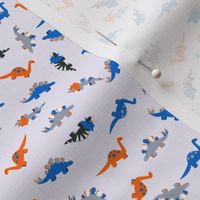 ditsy orange and blue dinosaurs