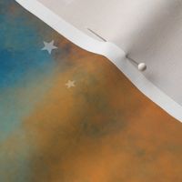 Harvest Moon & Stars Abstract Watercolor 