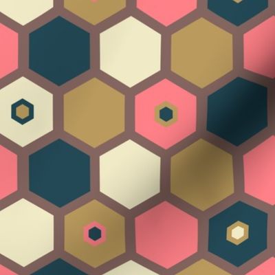 Hexagon Vanilla Strawberry - Sepia
