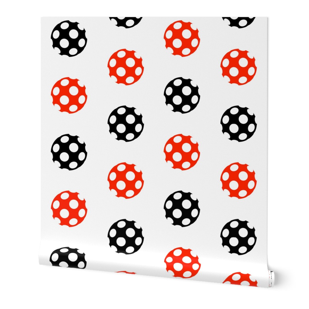 Red and Black Polka Dot Chevron