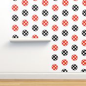 Red and Black Polka Dot Chevron