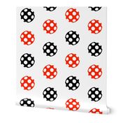 Red and Black Polka Dot Chevron