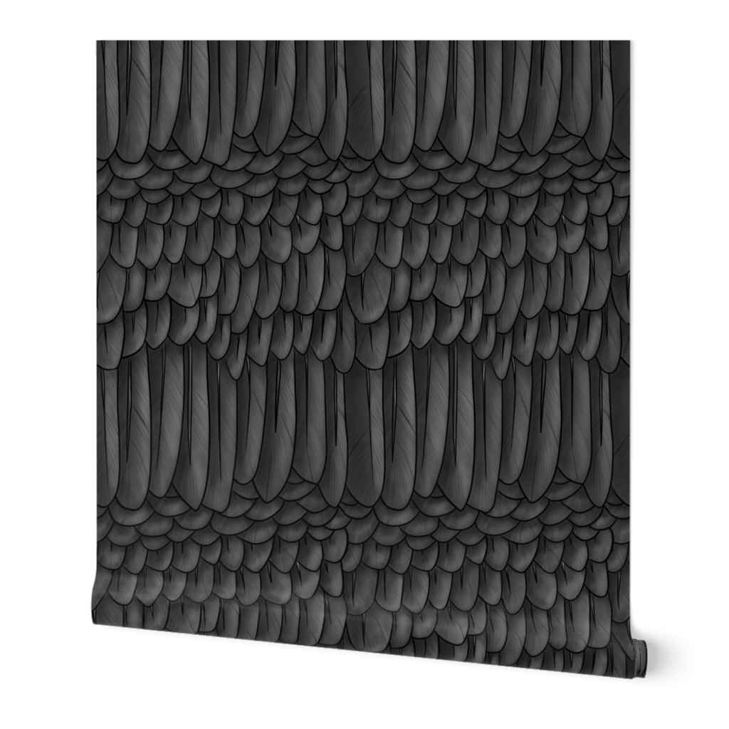 Black and Dark Grey Crow Feather Mantle 